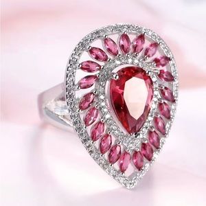 Large Pear Shaped Ruby Cocktail Ring